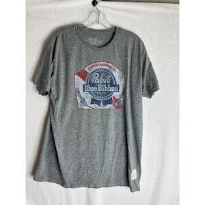 Original Retro Brand Pabst Blue Ribbon PBR Beer Graphic T-Shirt Gray Large L